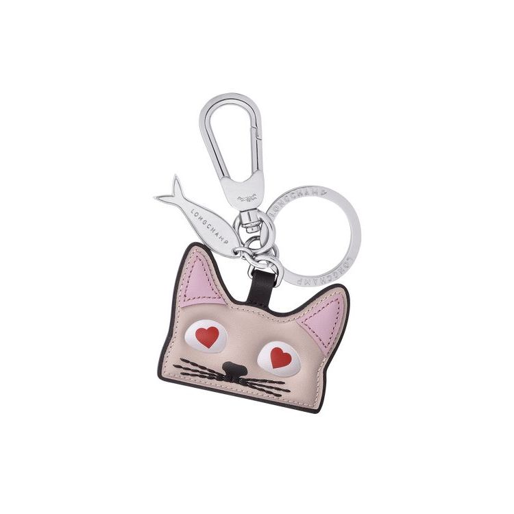 Longchamp Cat Ring Leren Sleutelhanger Roze | 926074-BPR