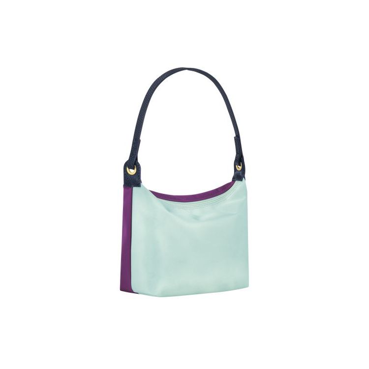 Longchamp Celadon Canvas Schoudertassen Gekleurd | 214078-OWU