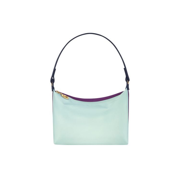 Longchamp Celadon Canvas Schoudertassen Gekleurd | 214078-OWU