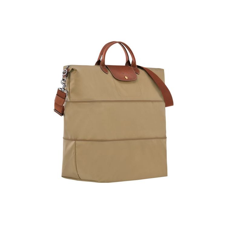 Longchamp Expandable Desert Recycled canvas Reistas Khaki | 412357-ETB