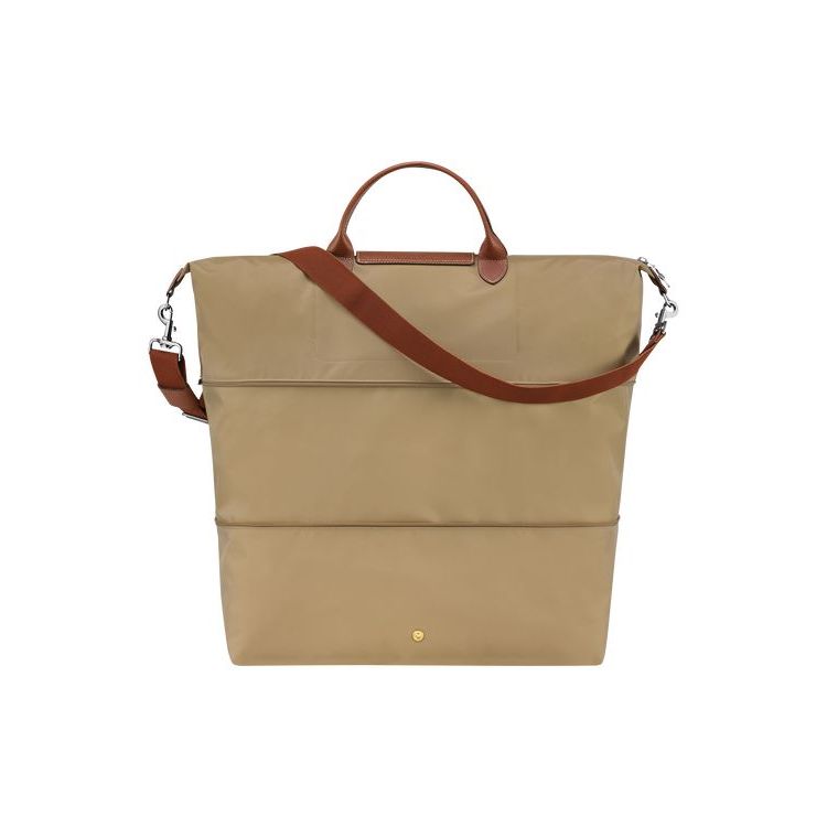 Longchamp Expandable Desert Recycled canvas Reistas Khaki | 412357-ETB