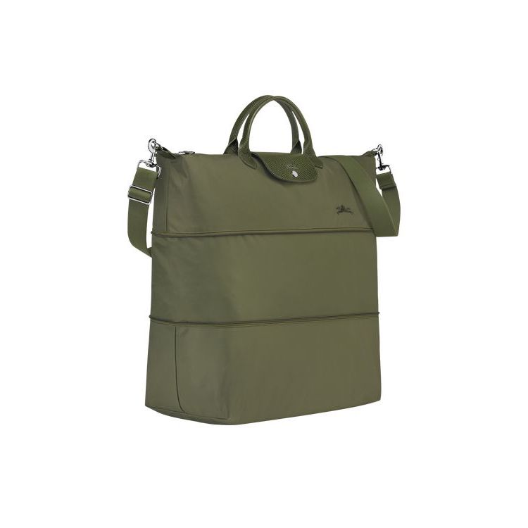 Longchamp Expandable Forest Recycled canvas Reistas Groen | 758320-ARP