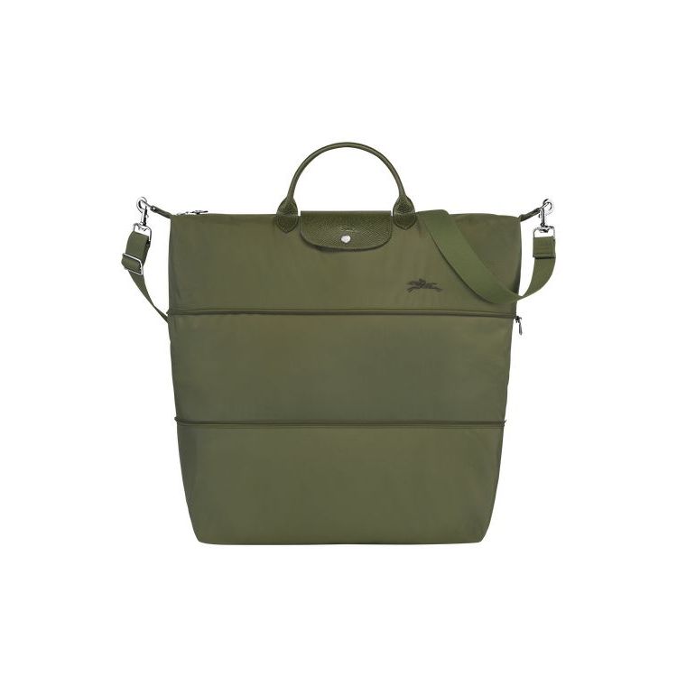 Longchamp Expandable Forest Recycled canvas Reistas Groen | 758320-ARP