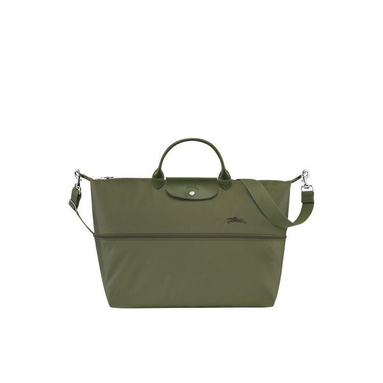 Longchamp Expandable Forest Recycled canvas Reistas Groen | 897124-HZB