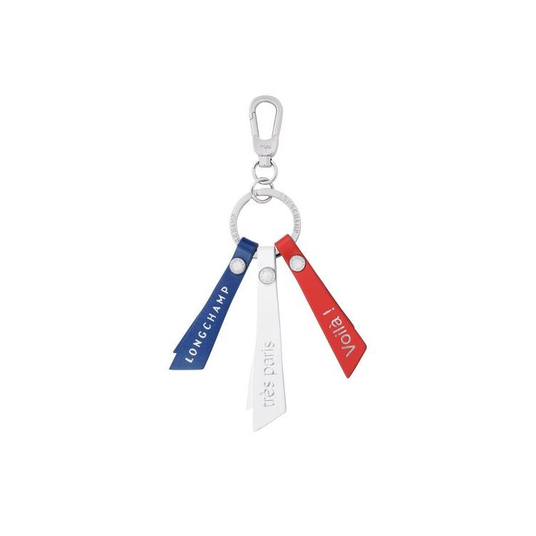 Longchamp Flag Ring Leren Sleutelhanger Donkerblauw | 210694-AUI