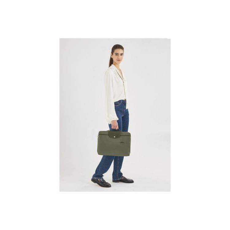 Longchamp Folder Forest Recycled canvas Aktetas Groen | 402931-XEN