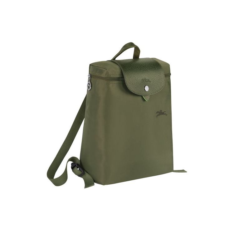 Longchamp Forest Recycled canvas Rugzak Groen | 045712-PWM