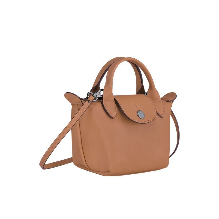 Longchamp Hazelnut Leren Crossbodytassen Beige | 621743-BFQ