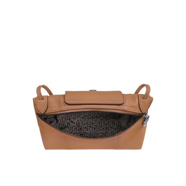 Longchamp Hazelnut Leren Crossbodytassen Beige | 985463-QCR