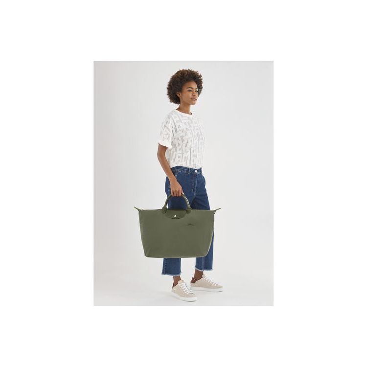 Longchamp L Forest Recycled canvas Reistas Groen | 129574-FHP