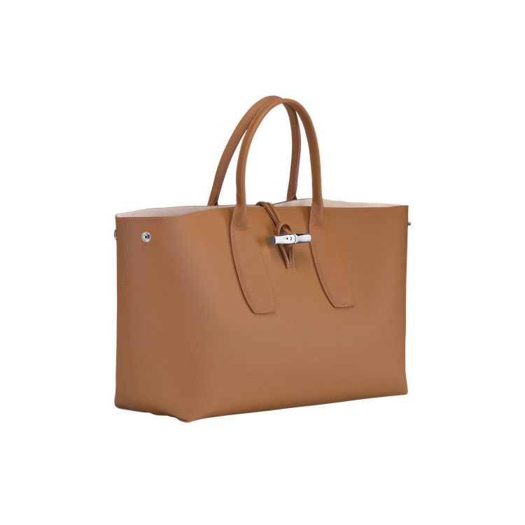 Longchamp L Leren Handtas Beige | 793461-UKO