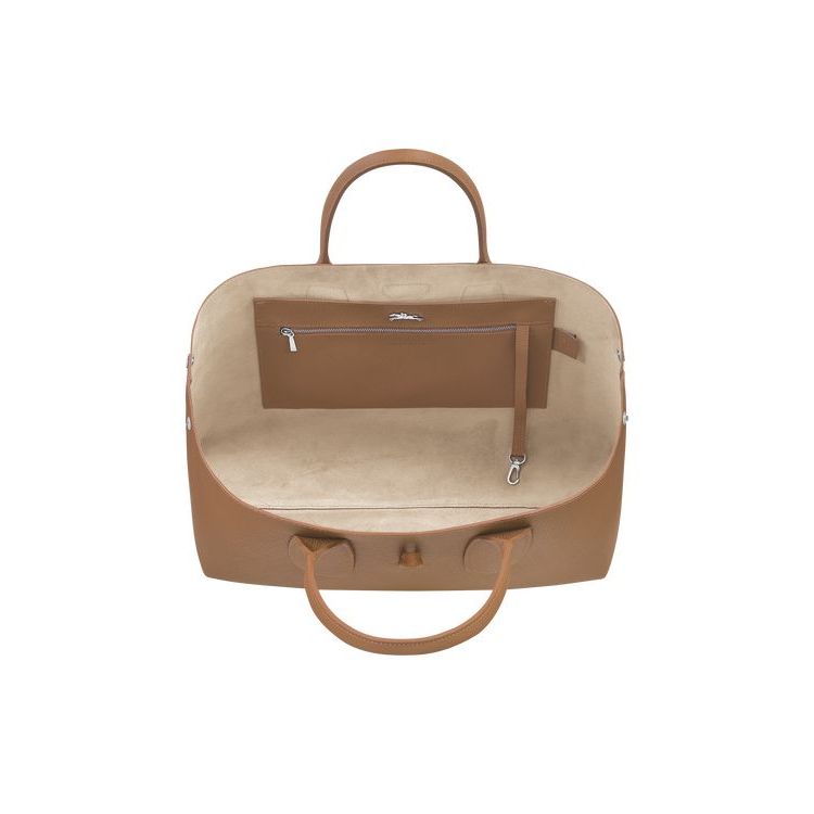 Longchamp L Leren Handtas Beige | 793461-UKO