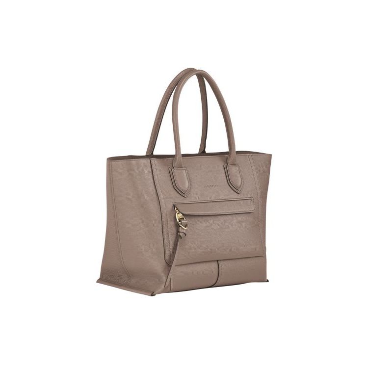 Longchamp L Leren Handtas Grijs Bruin | 612439-APE