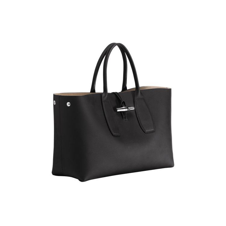 Longchamp L Leren Handtas Zwart | 952731-KUE