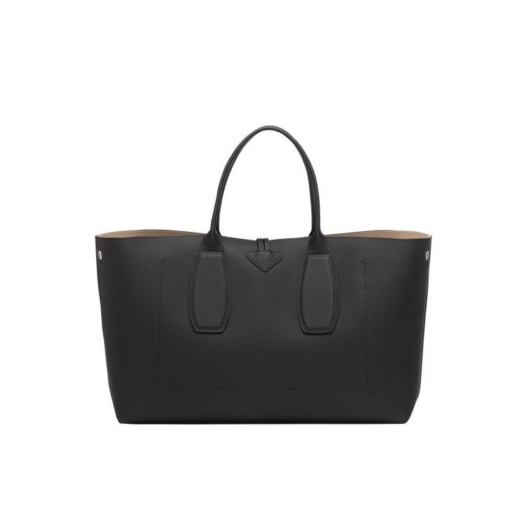 Longchamp L Leren Handtas Zwart | 952731-KUE