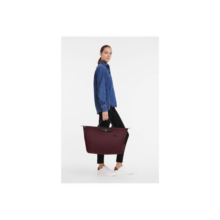 Longchamp L Recycled canvas Reistas Bordeaux | 159068-ZHA