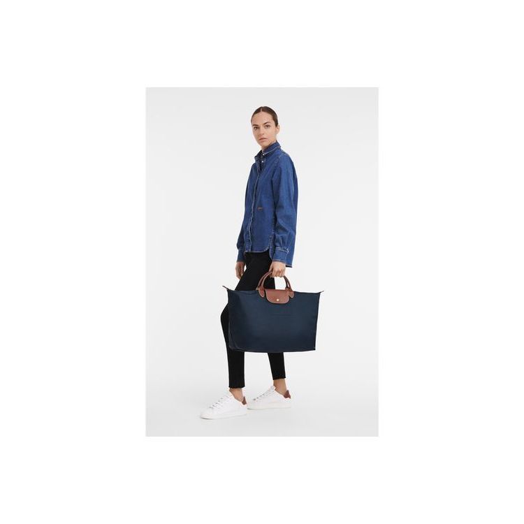 Longchamp L Recycled canvas Reistas Donkerblauw | 270913-EMG