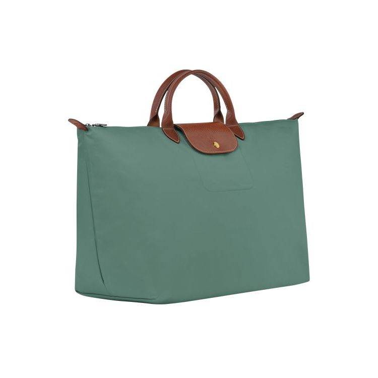 Longchamp L Recycled canvas Reistas Grijs Groen | 185430-JZM