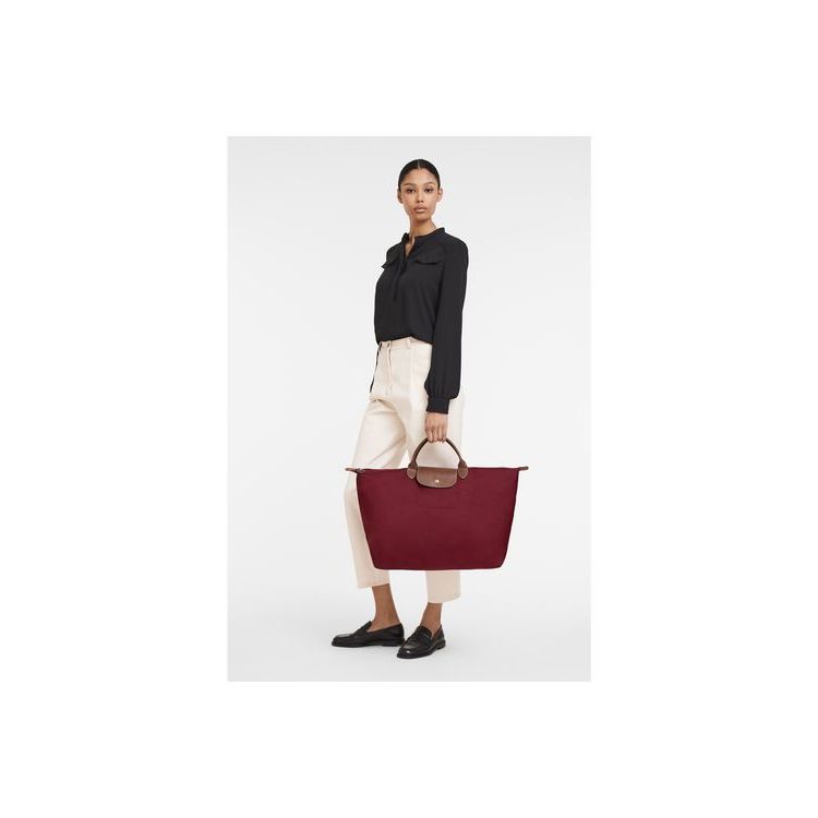 Longchamp L Recycled canvas Reistas Rood | 754816-BTK