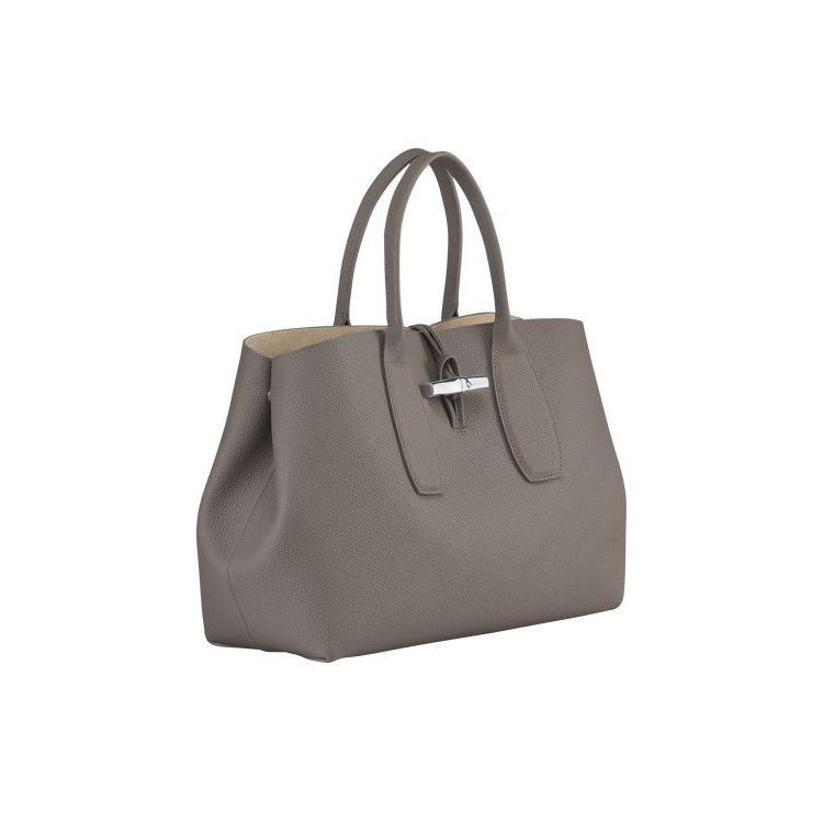 Longchamp L Turtledove Leren Handtas Grijs | 814073-ZPK