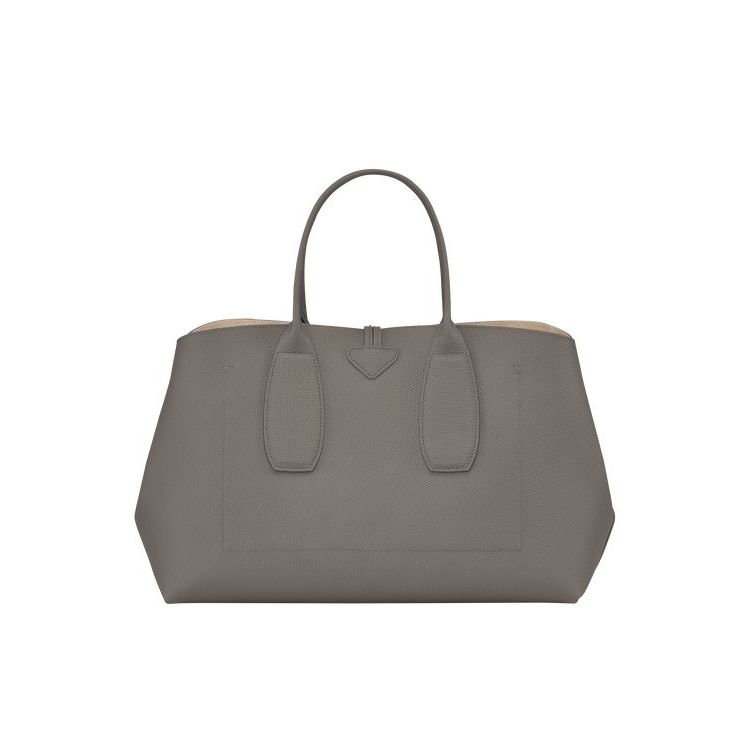 Longchamp L Turtledove Leren Handtas Grijs | 814073-ZPK