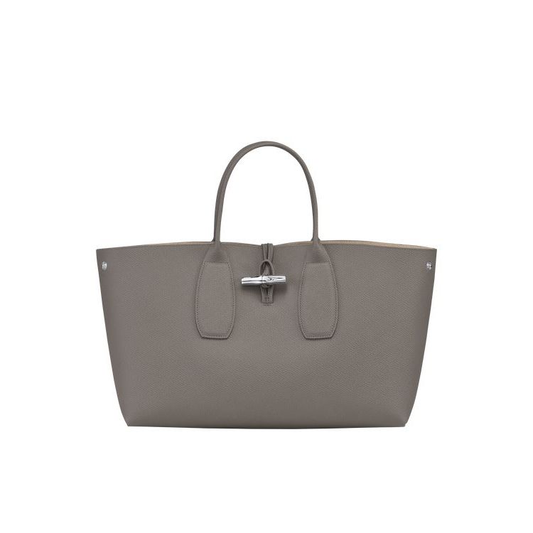 Longchamp L Turtledove Leren Handtas Grijs | 814073-ZPK