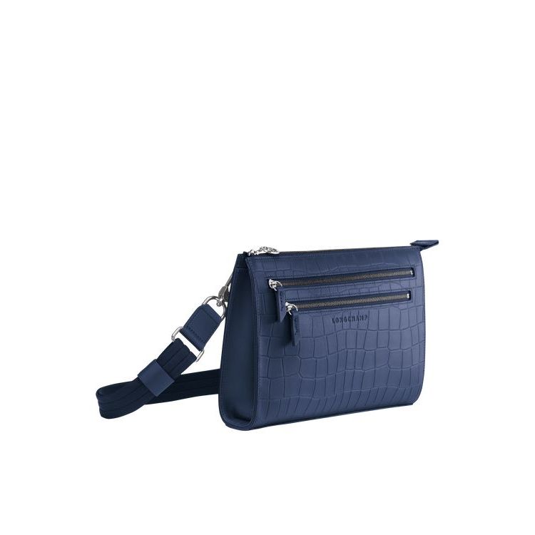 Longchamp Leren Crossbodytassen Donkerblauw | 485061-NST