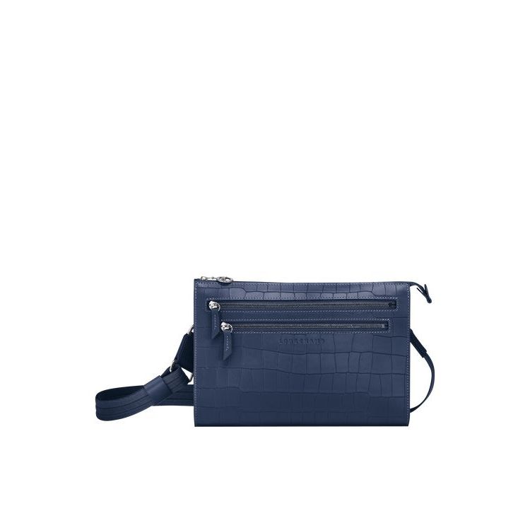 Longchamp Leren Crossbodytassen Donkerblauw | 485061-NST