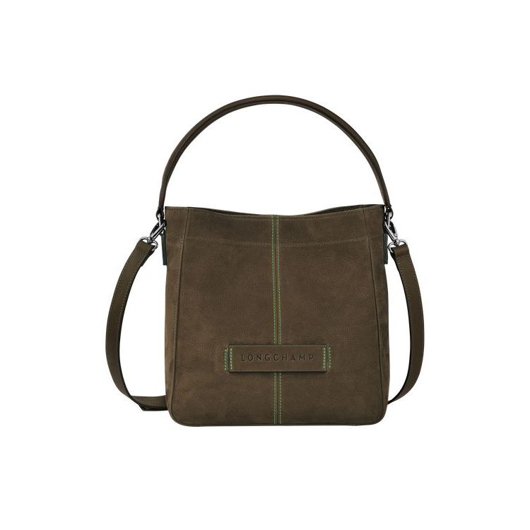 Longchamp Leren Crossbodytassen Khaki | 694570-CRU