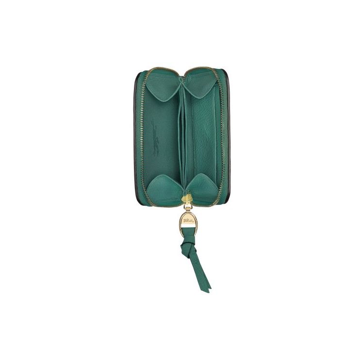 Longchamp Leren Kaarthouder Grijs Groen | 620574-GMN