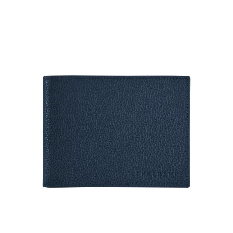 Longchamp Leren Portefeuille Donkerblauw | 079618-UNJ