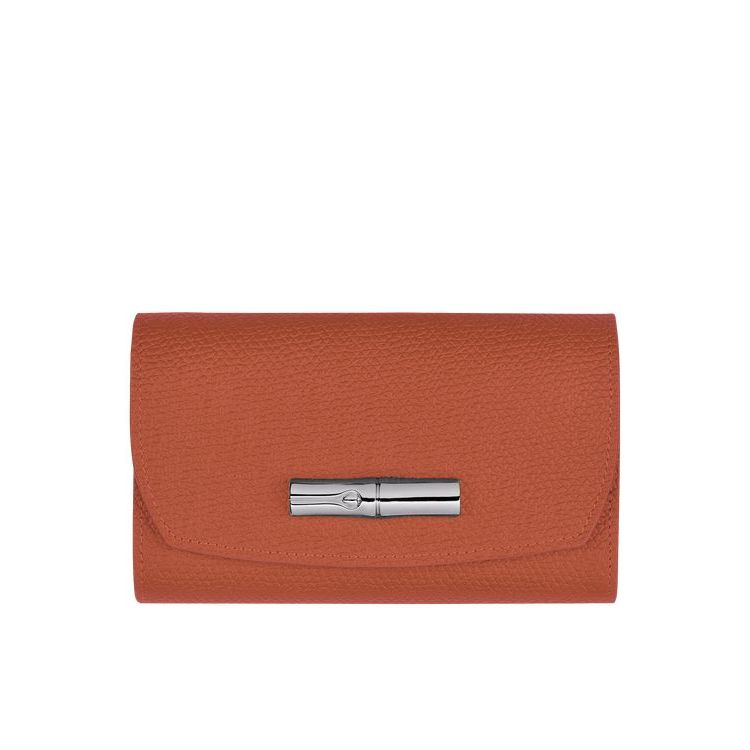 Longchamp Leren Portefeuille Donkerrood | 130894-WMQ