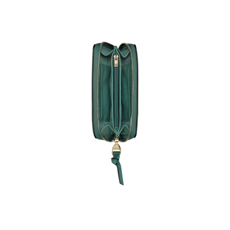 Longchamp Leren Portefeuille Grijs Groen | 639058-OMI