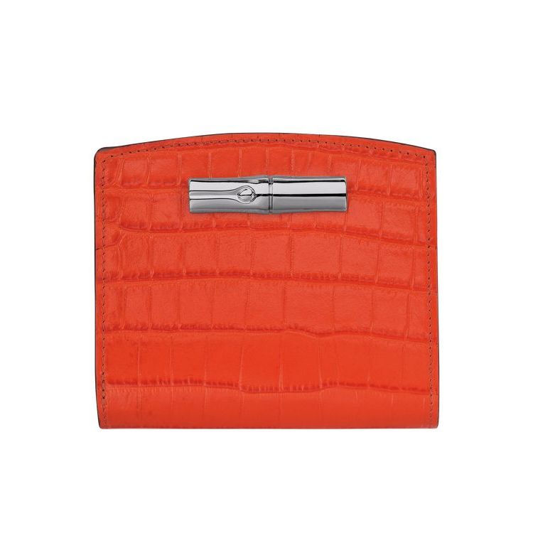 Longchamp Leren Portefeuille Oranje | 047853-RPT