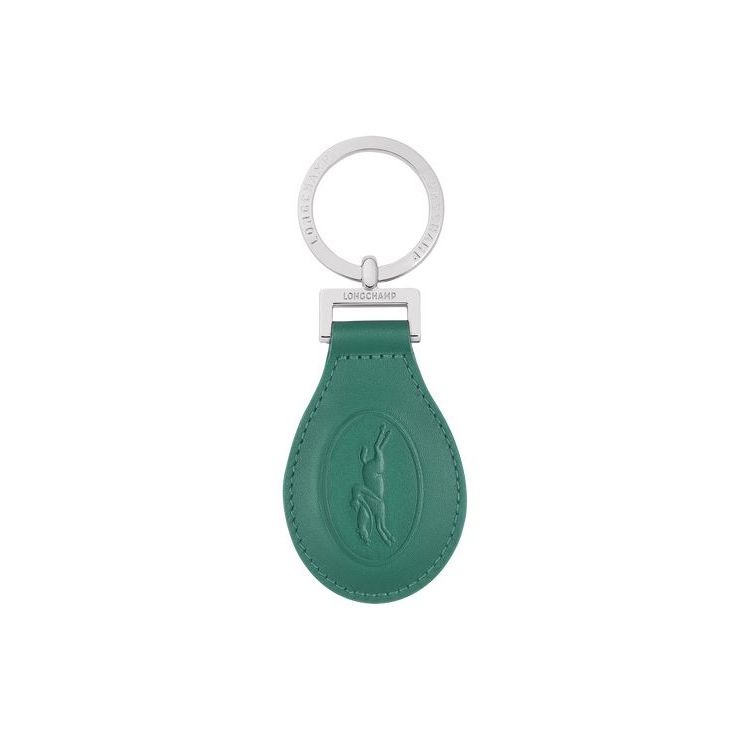 Longchamp Leren Sleutelhanger Grijs Groen | 583604-BOU