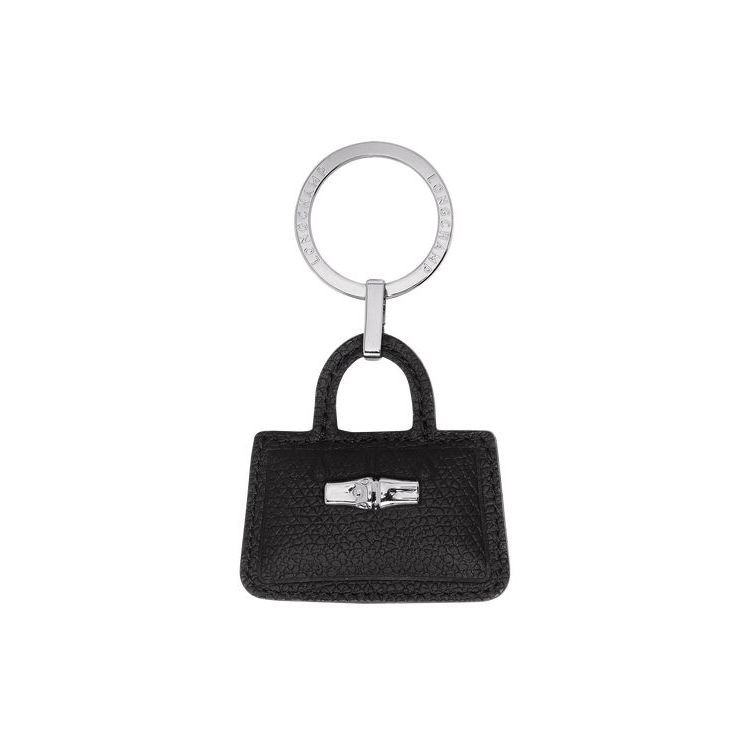 Longchamp Leren Sleutelhanger Zwart | 821490-LZH