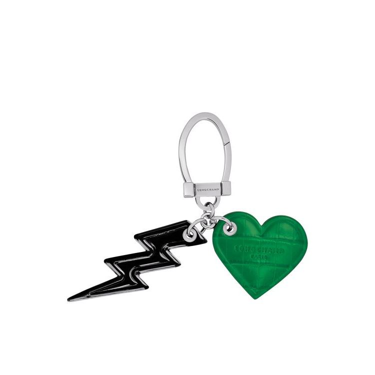 Longchamp Leren Sleutelhanger Zwart Groen | 520149-ZEO