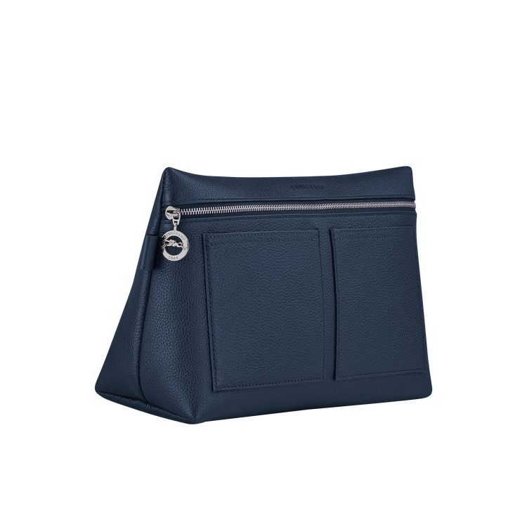 Longchamp Leren Toilettas Donkerblauw | 076325-WTL