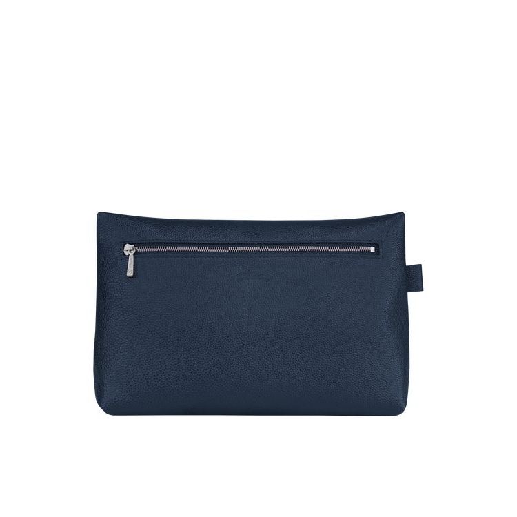 Longchamp Leren Toilettas Donkerblauw | 076325-WTL