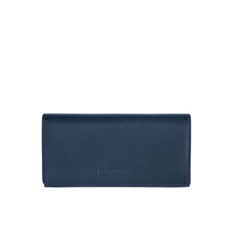 Longchamp Long Continental Leren Portefeuille Donkerblauw | 586437-HNE