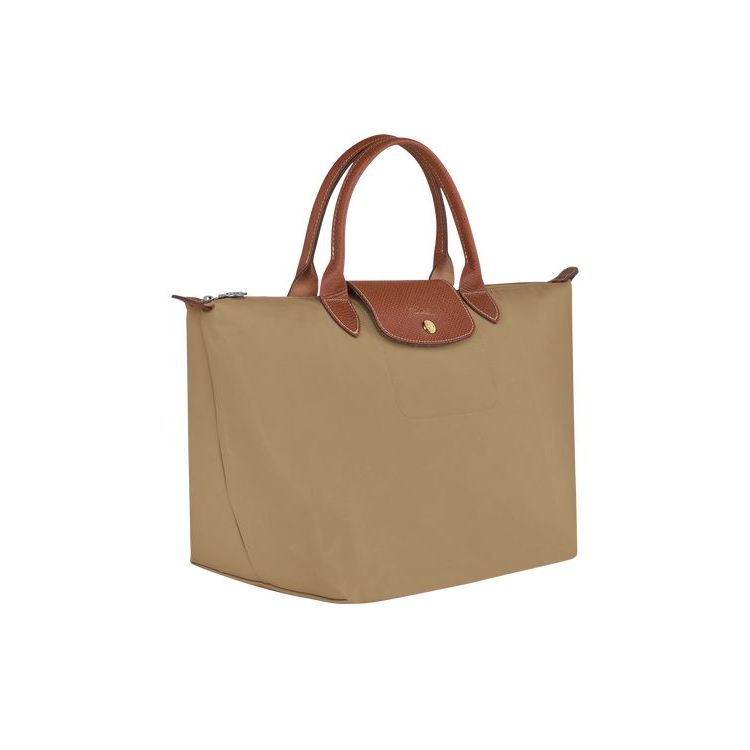 Longchamp M Desert Recycled canvas Handtas Khaki | 478239-DTC