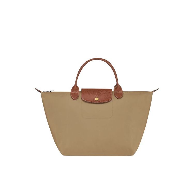 Longchamp M Desert Recycled canvas Handtas Khaki | 478239-DTC