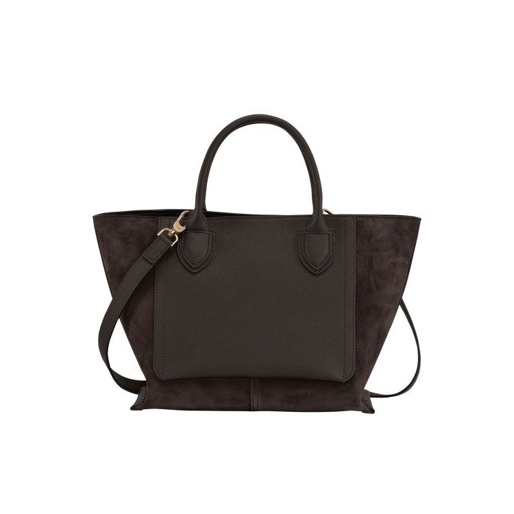 Longchamp M Ebony Leren Handtas Koffie | 264971-YZG