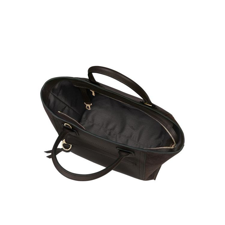 Longchamp M Ebony Leren Handtas Koffie | 264971-YZG