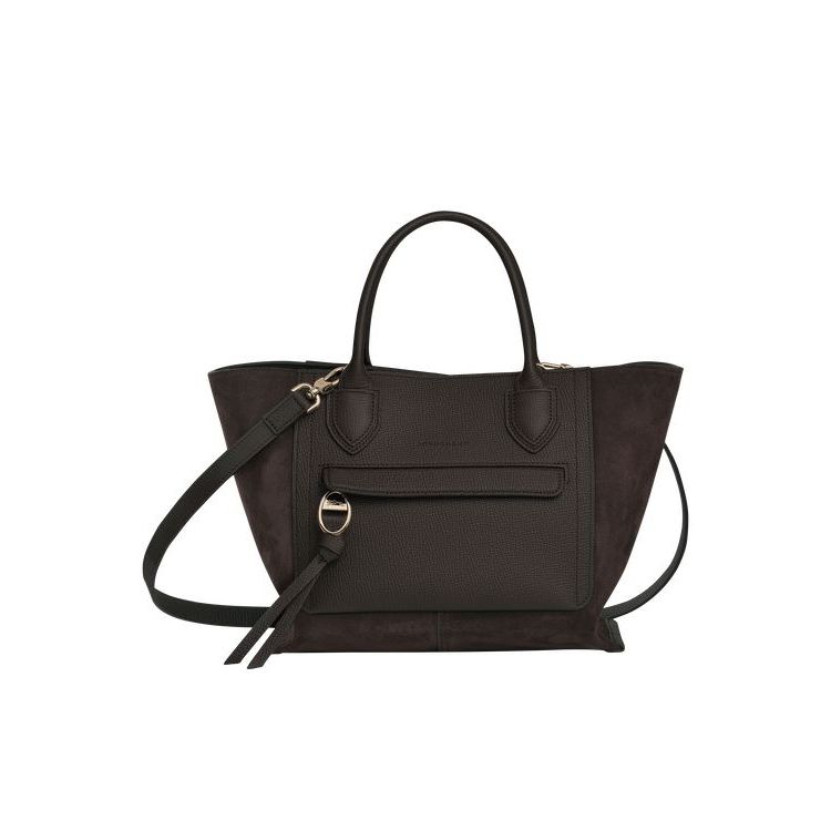 Longchamp M Ebony Leren Handtas Koffie | 264971-YZG