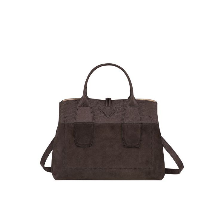 Longchamp M Ebony Leren Handtas Koffie | 452678-MCG