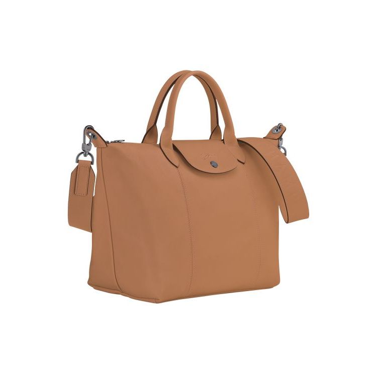 Longchamp M Hazelnut Leren Handtas Beige | 692703-FIY