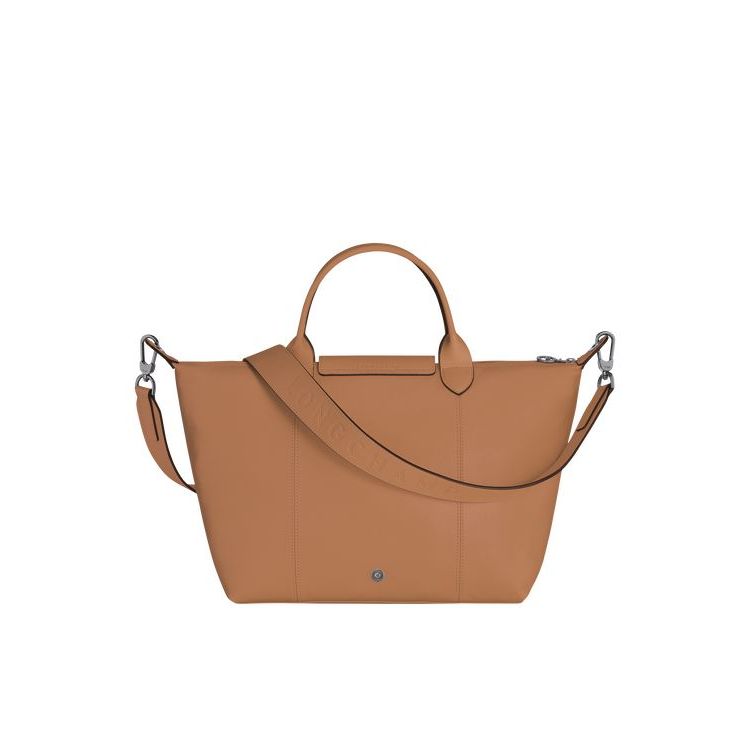 Longchamp M Hazelnut Leren Handtas Beige | 692703-FIY