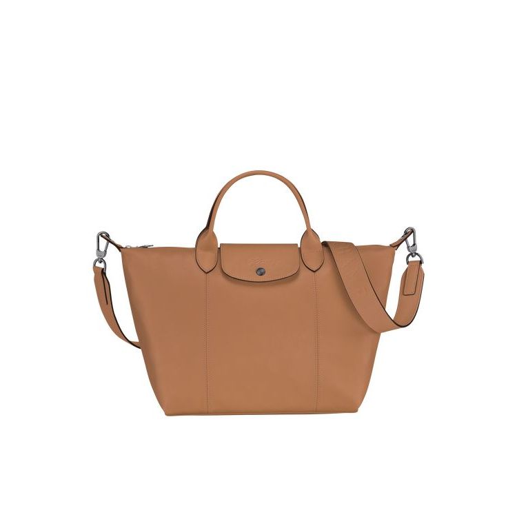 Longchamp M Hazelnut Leren Handtas Beige | 692703-FIY