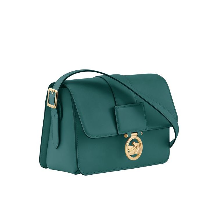 Longchamp M Leren Crossbodytassen Grijs Groen | 389426-HRG